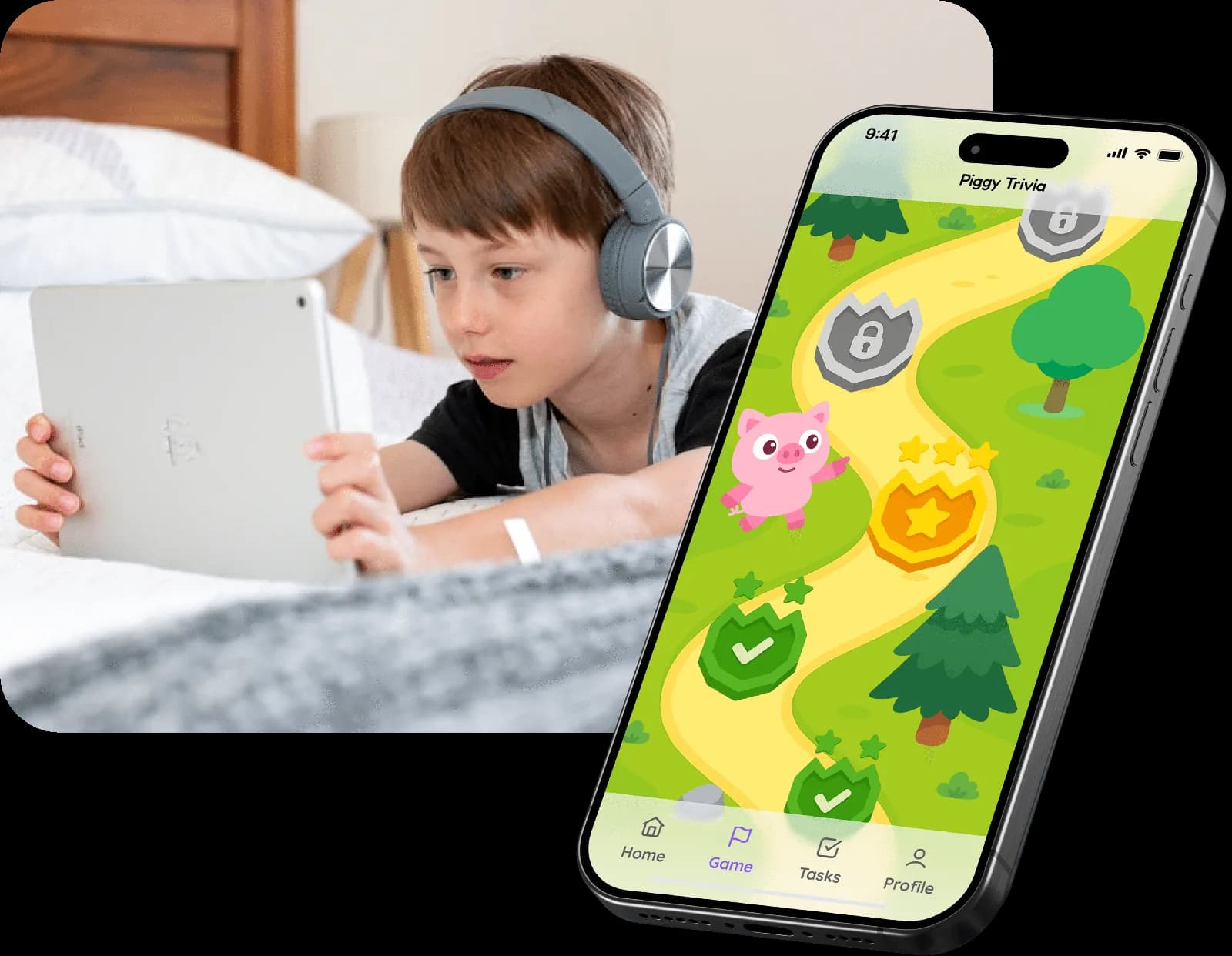 Kid playing financial lessons in the app